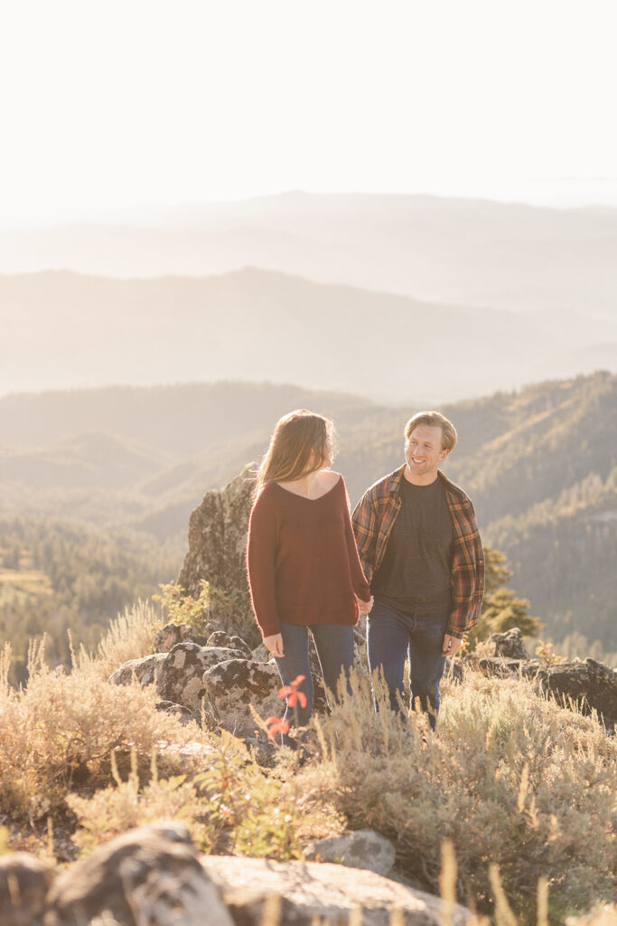 Idaho Engagement Photos at Shafer's Butte Summit. 
