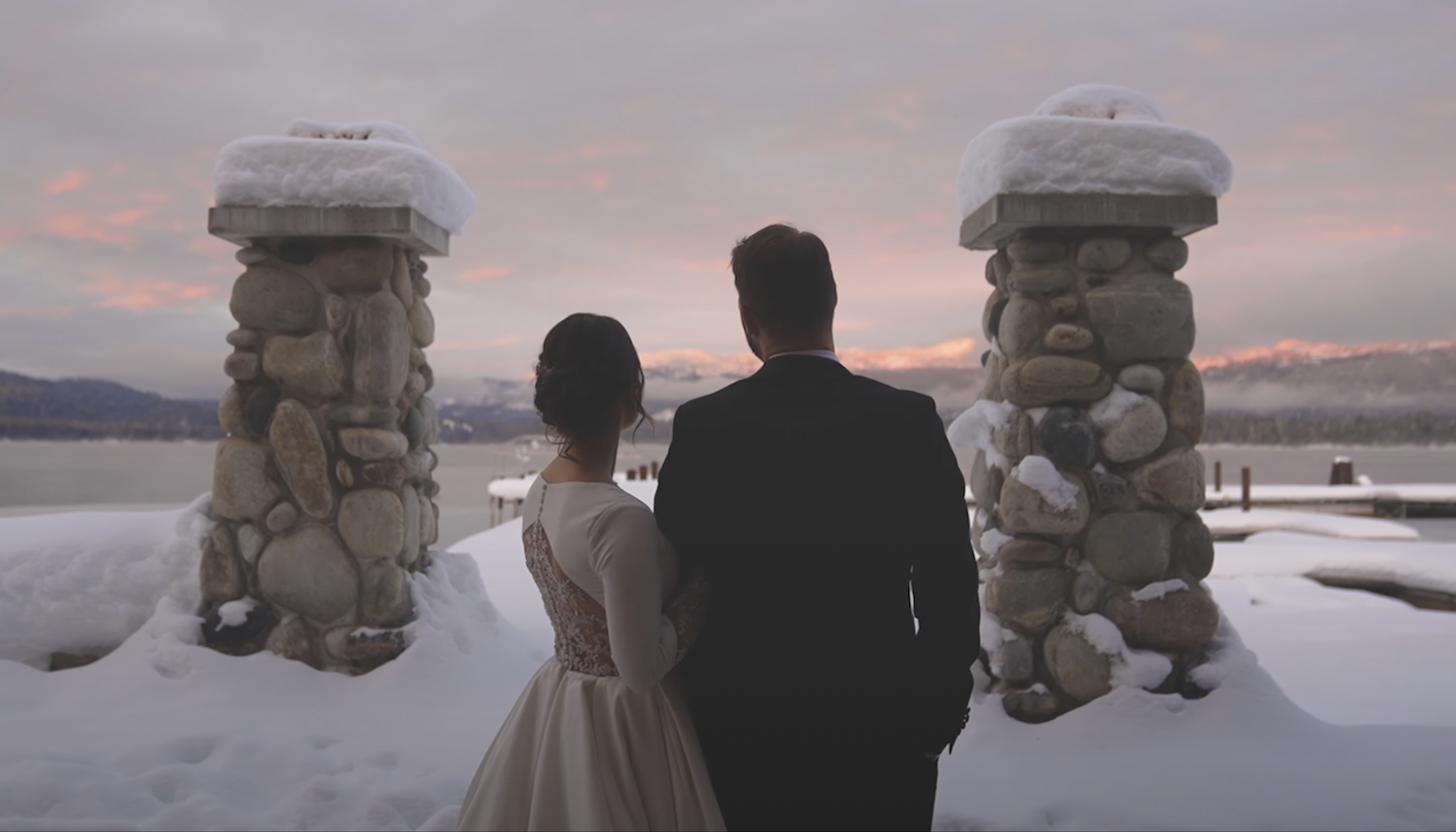 Idaho Wedding Videographer captures couple standing at the Shore Lodge